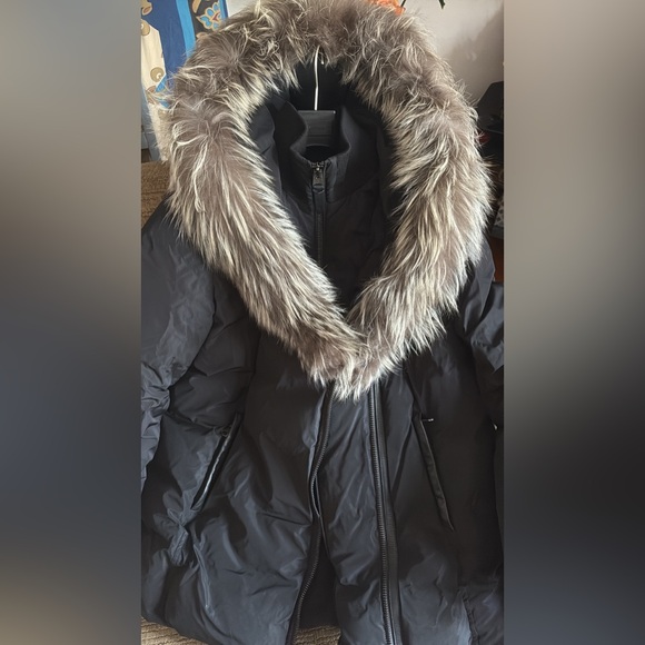 Mackage Black Puffer Jacket with Faux Fur Collar - Picture 1 of 6